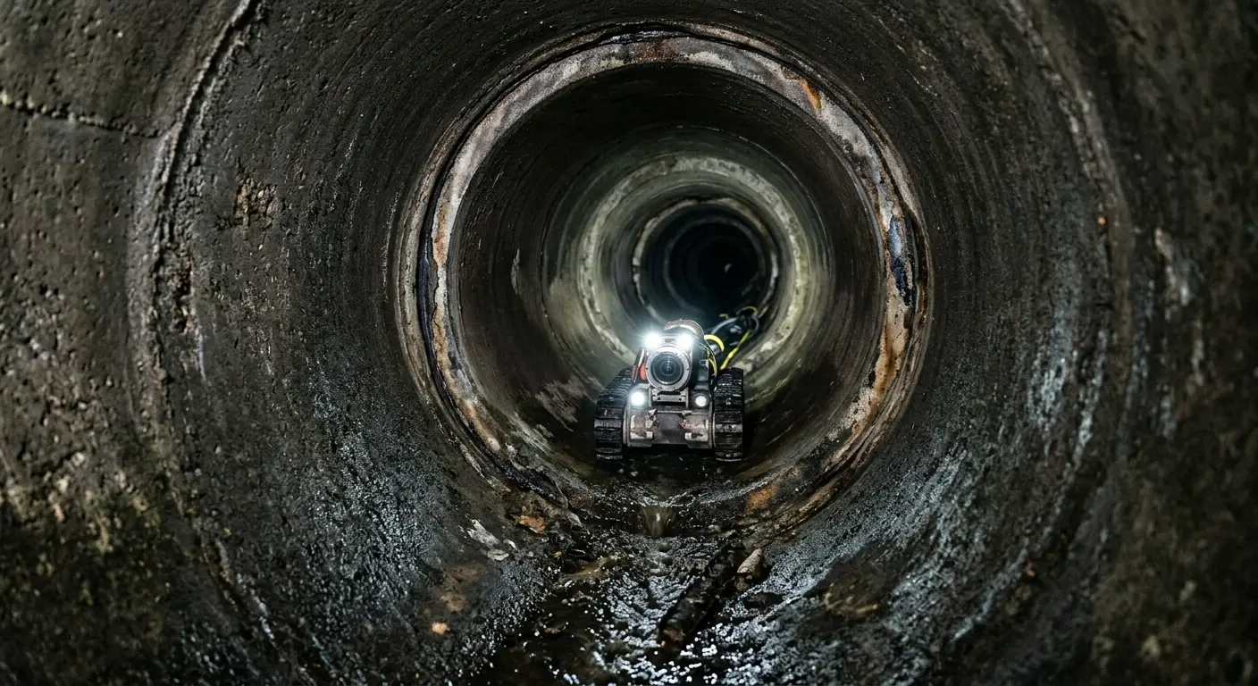 Robotic sewer camera inspecting pipe interior for Drain Snake Service in Huntington Woods